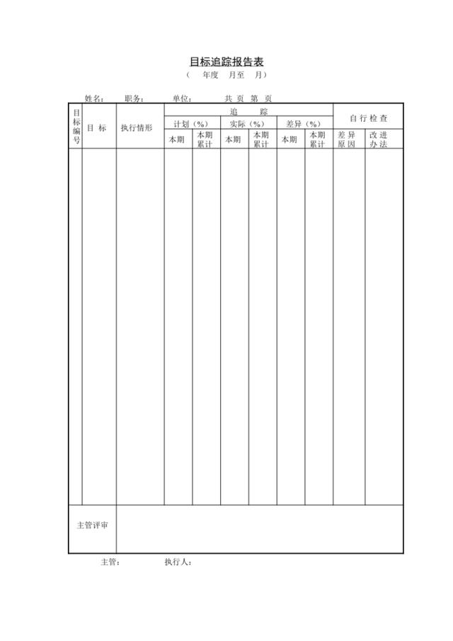 目标追踪报告表