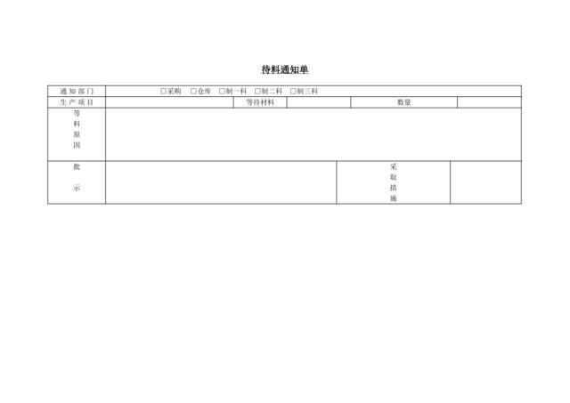 待料通知单