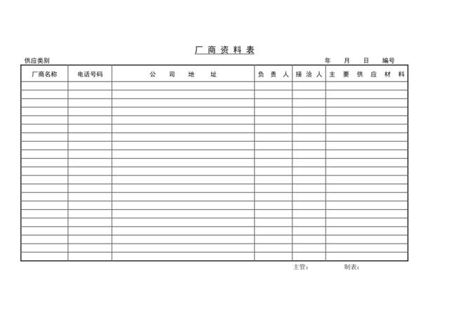 厂商资料表