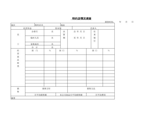 特约店情况调查