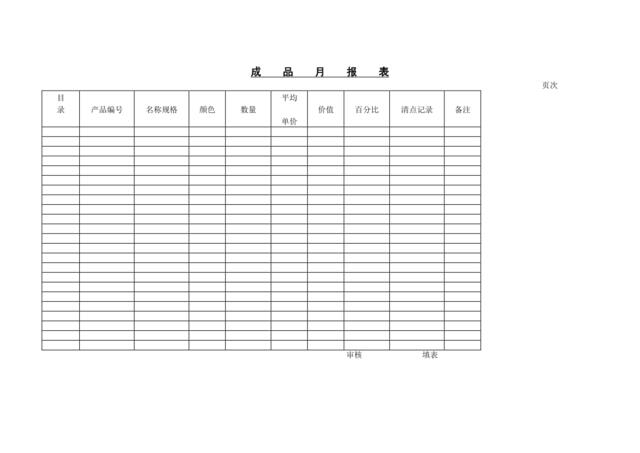 成品月报表