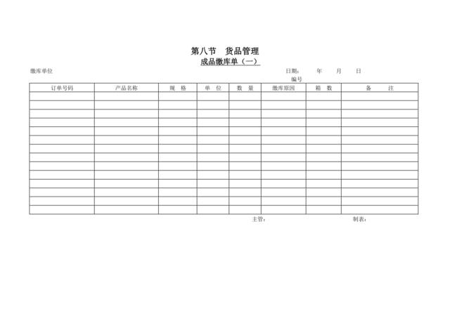 成品缴库单（一）