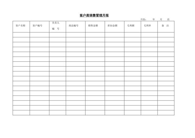 客户类销售管理月报