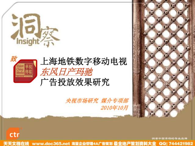 2010东风日产玛驰广告效果研究-上海地铁1029