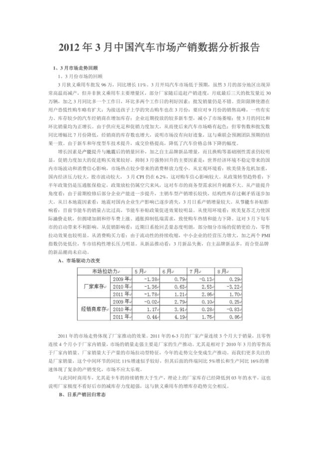 2012中国汽车行业研究报告