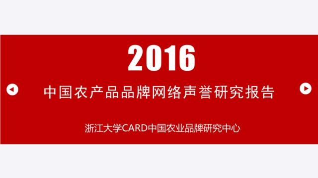 2016中国农产品品牌网络声誉研究报告
