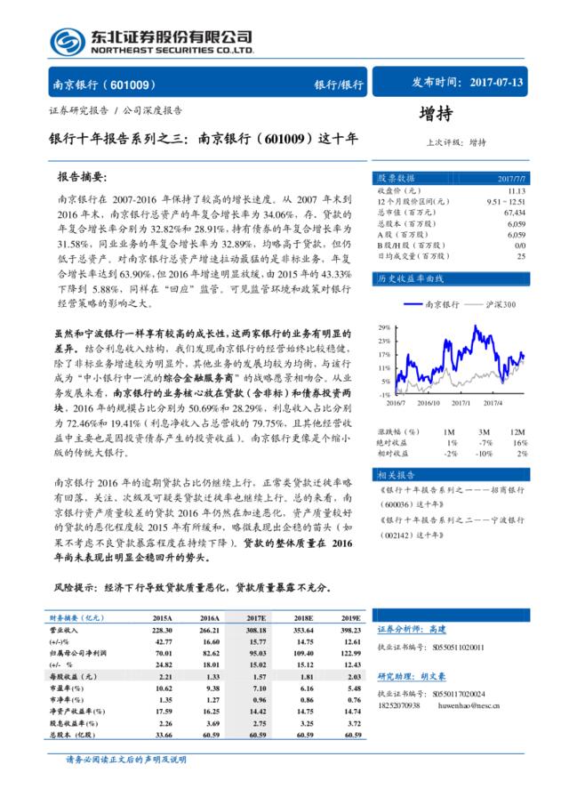 银行十年报告系列之三：南京银行这十年