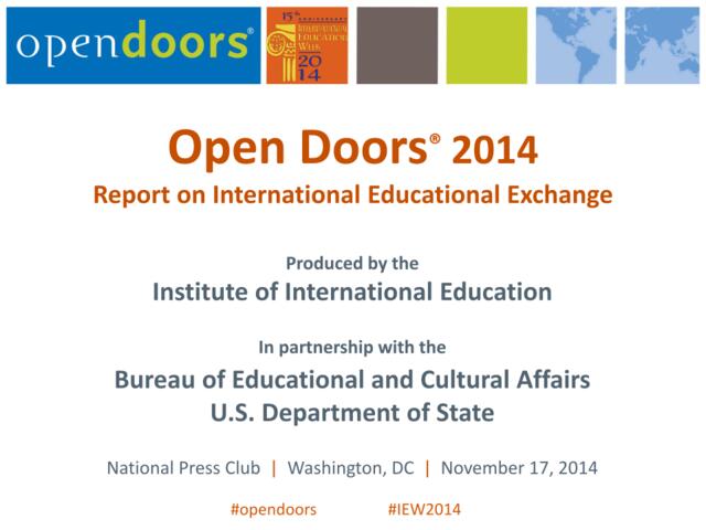 2014美国门户开放报告：国际教育交流报告（英文版）