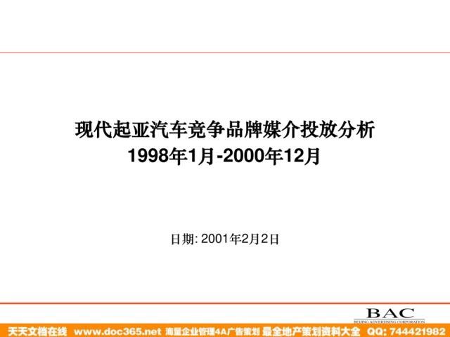 北京广告-现代起亚汽车竞争品牌媒介投放分析
