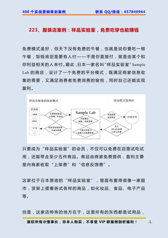 223、服装店案例：样品实验室，免费吃穿也能赚钱