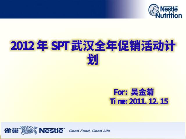 2012武汉SPT促销计划WJJ