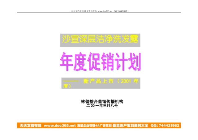 沙宣深层洁净洗发露上市年度促销计划