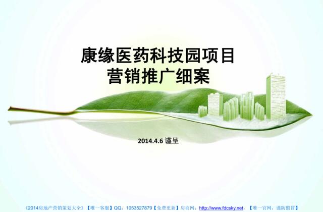 2014年4月6日南京康缘医药科技园项目营销推广细案