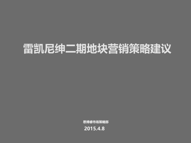 2015年4月8日沈阳雷凯尼绅二期地块营销策略建议