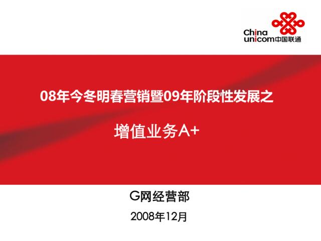 通信-中国联通2008年今冬明春营销暨2009年阶段性发展之增值业务A+