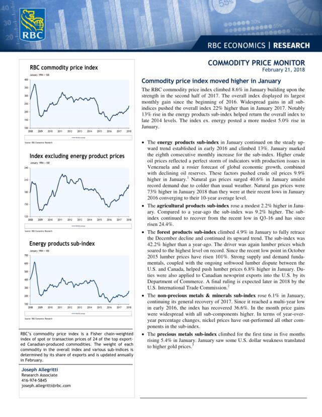 加拿大银行-加拿大-宏观经济-一月商品价格指数走高-20180221-7页