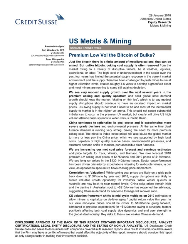 瑞信-美股-金属与采矿业-美国焦化煤产业分析与投资策略-2018.1.29-32页