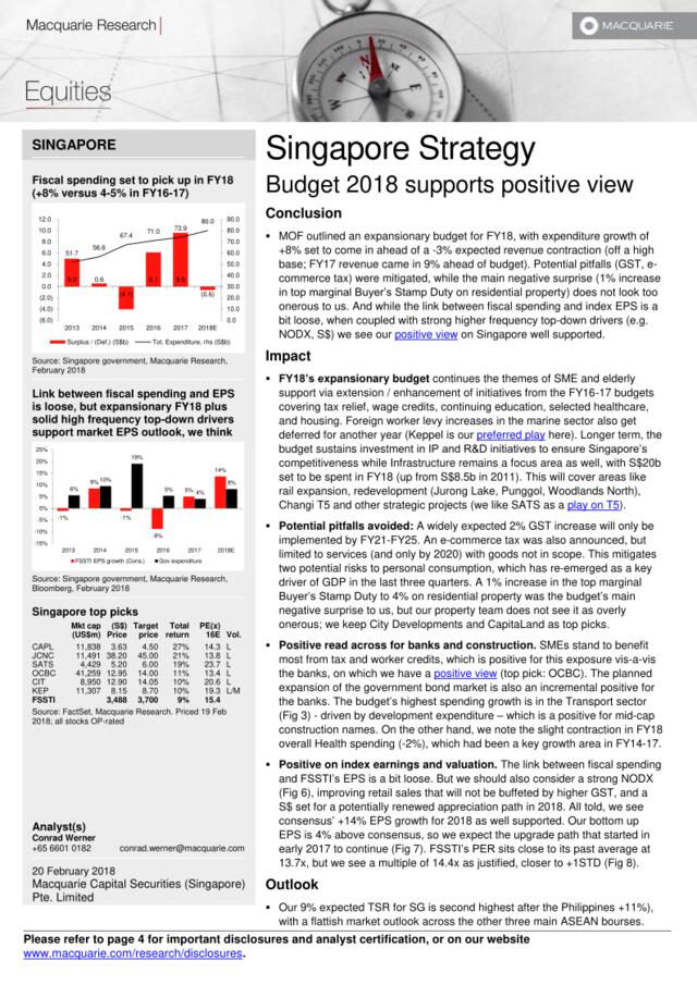 麦格理-新加坡-宏观策略-新加坡策略：2018年预算支持积极观点-20180222-6页
