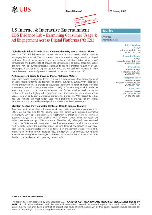 瑞银-美股-互联网服务业-美国互联网与互动娱乐：审查消费者在数字平台上的使用和广告参与（第七版）-2018.1.26-33页
