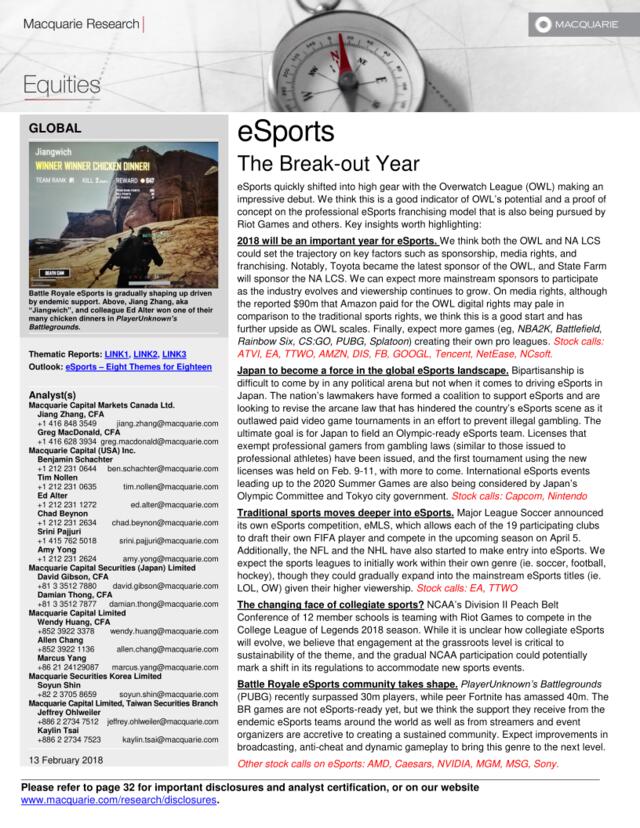 麦格理-全球-游戏行业-电子竞技：突破之年-20180213-34页