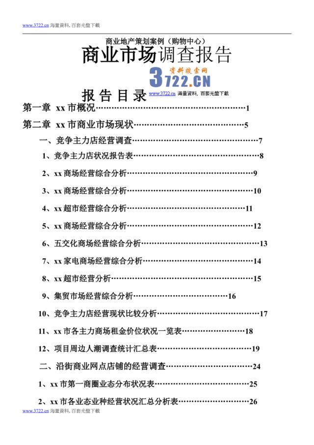 商业地产策划案例-商业市场调查报告(购物中心)（DOC89页）