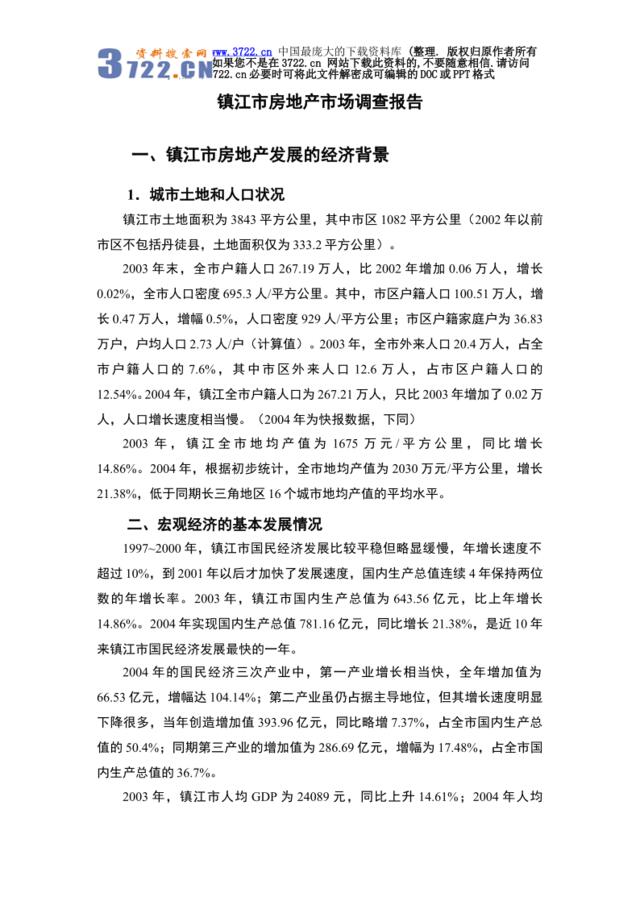 镇江市房地产市场调查报告(doc12页)