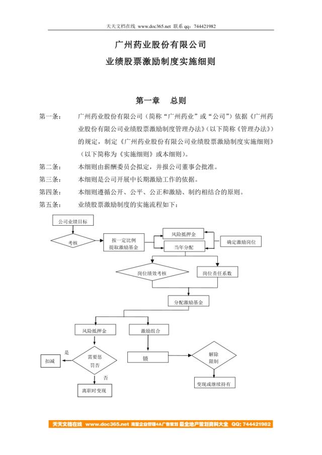 【实例】广州药业-业绩股票激励制度-9页